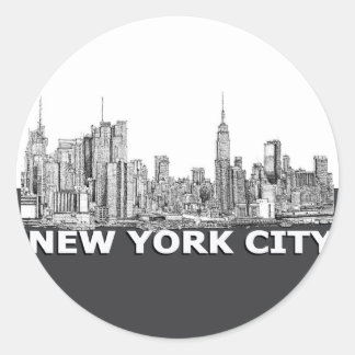 Sticker Rond Texte monochrome NYC