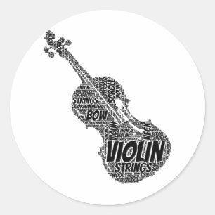 Sticker Rond Texte noir en forme de violon