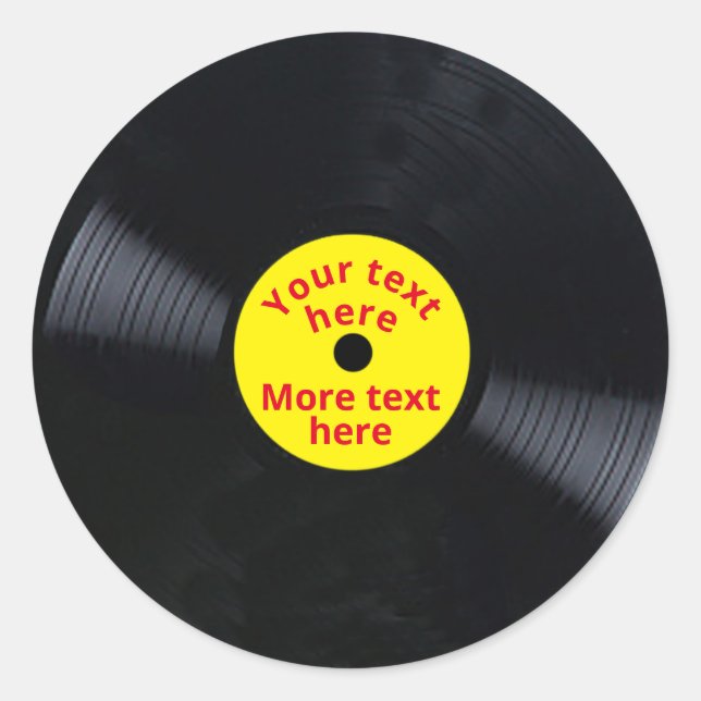 Sticker Rond Texte personnalisable de l'enregistreur de vinyle (Devant)