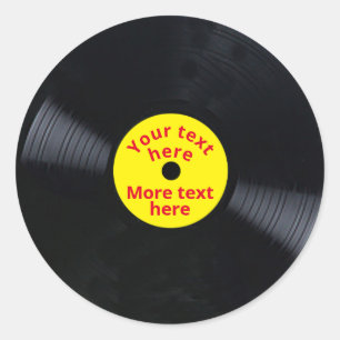 Sticker Rond Texte personnalisable de l'enregistreur de vinyle