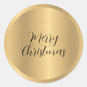 Sticker Rond Texte personnalisable Faux Or Joyeux Noël