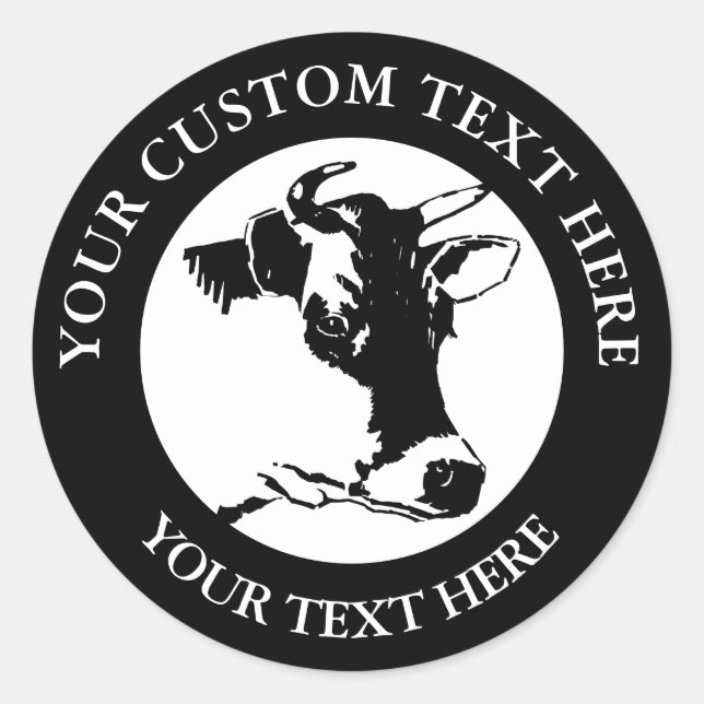 Sticker Rond Texte personnalisé de la vache (Devant)