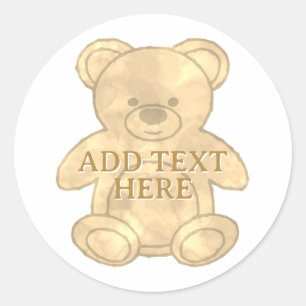 Sticker Rond Texte personnalisé de l'ours en peluche