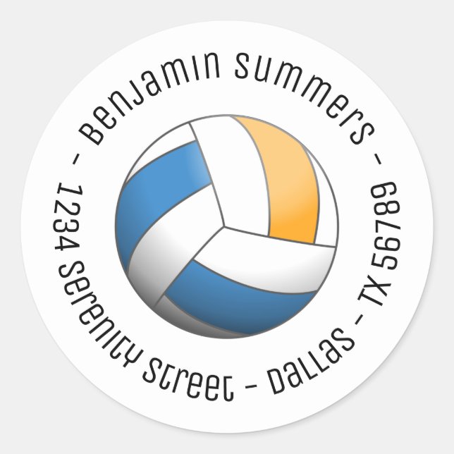 Sticker Rond Texte personnalisé du ballon de volley-ball (Devant)