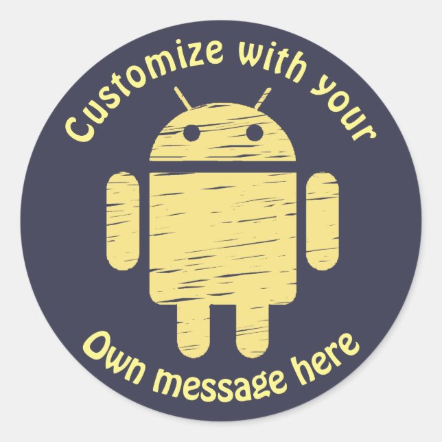 Sticker Rond Texte personnalisé du robot jaune (Devant)