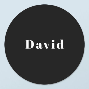 Sticker Rond Texte personnalisé élégant ou nom Noir & Blanc