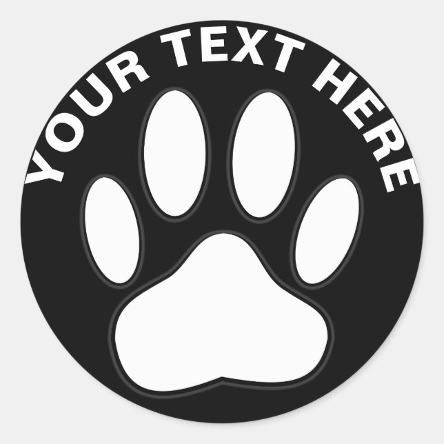 Sticker Rond Texte personnalisé Empreinte de patte blanc (Devant)