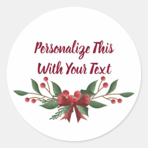 Sticker Rond Texte personnalisé Holly et Berry Noël