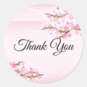Sticker Rond Texte personnalisé Merci de fleurs de cerisiers r