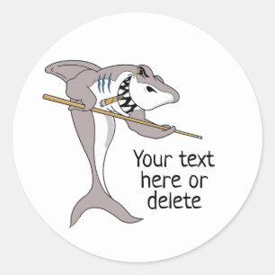 Sticker Rond Texte personnalisé Requin de pool
