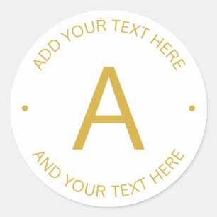 Sticker Rond Texte personnalisé simple et moderne Or et blanc