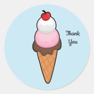 Sticker Rond Texte personnalisé sucré à la crème glacée