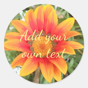 Sticker Rond Texte personnalisé unique à fleurs orange