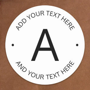 Sticker Rond Texte simple et personnalisable   Blanc et noir