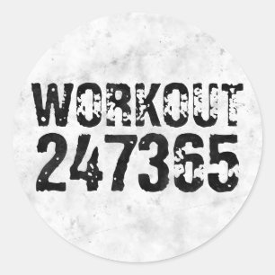 Sticker Rond Texte usé et rayé Workout 247365 rustique