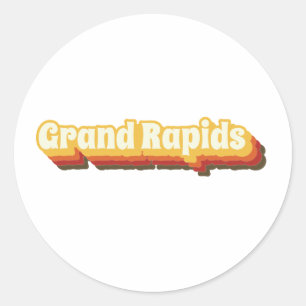 Sticker Rond Texte Vintage rétro Grand Rapids