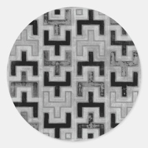 Sticker Rond Textile de boue africain avec Motifs géométriques