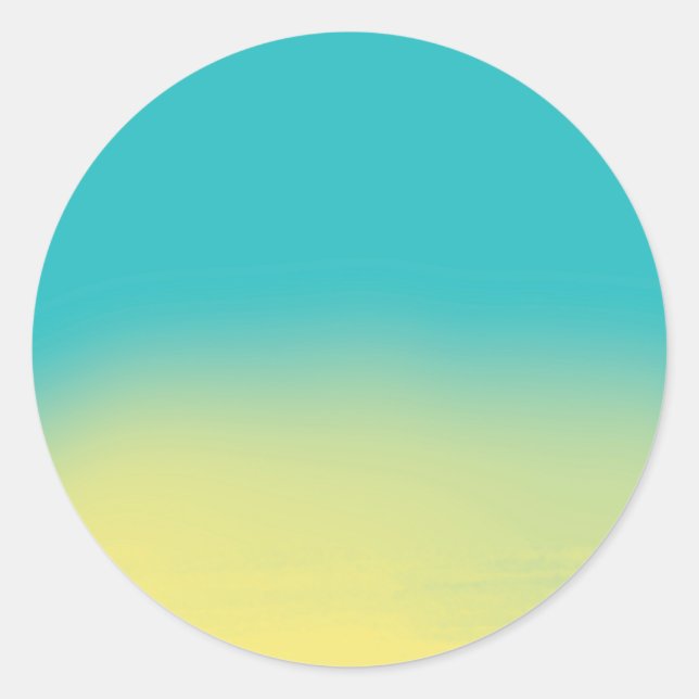 Sticker Rond Texture d'aquarelle Ombre - Turquoise et Jaune (Devant)