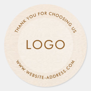 Sticker Rond Texture de lin beige clair texte personnalisé clas
