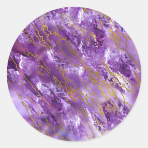 Sticker Rond Texture de quartz et d'or d'améthyste