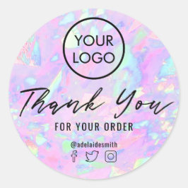 Sticker Rond texture d'opale rose merci