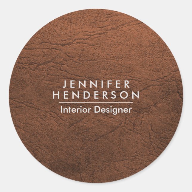 Sticker Rond Texture en cuir Brown (Devant)