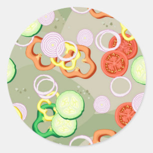 Sticker Rond Texture With Slices Of Vegetables