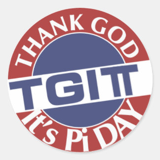 Sticker Rond TGIPi Remercier Dieu Son Pi Day 3.14 Logo Rouge/Bl