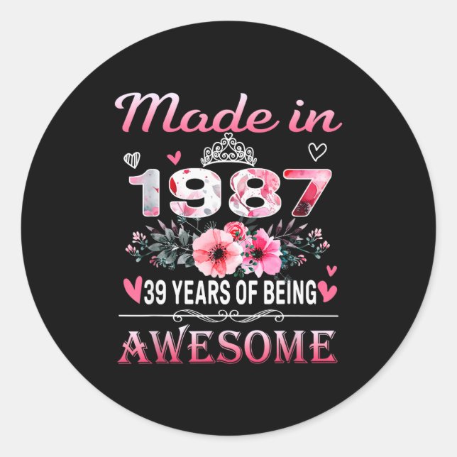 Sticker Rond &# th Birthday Made In 1987 &#  Years Of Being A (Devant)