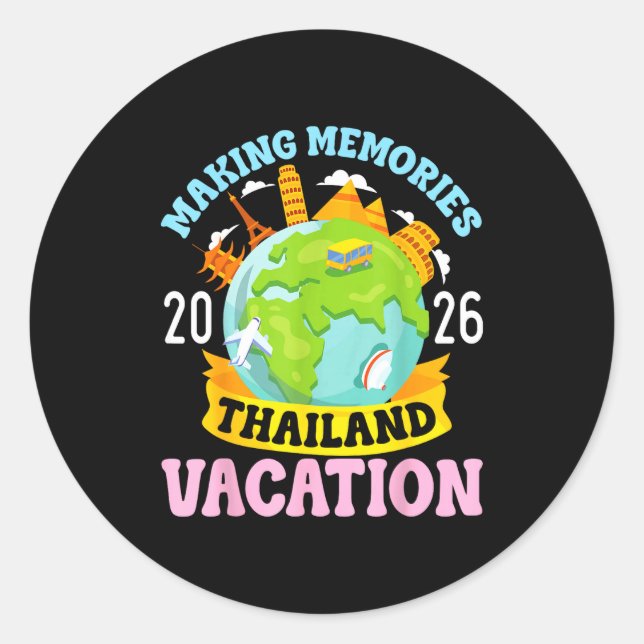 Sticker Rond Thailand Vacation 2026 Travel Making Memories Fami (Devant)