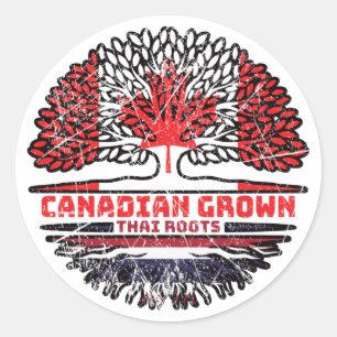 Sticker Rond Thaïlande Canada drapeau canadien des racines d'ar