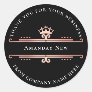 Sticker Rond Than kYou Rose d'entreprise Black White Crown Fram