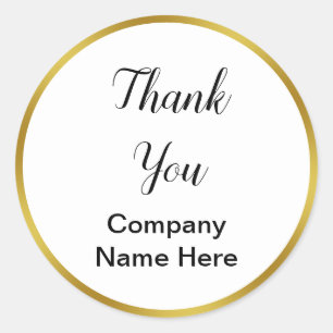Sticker Rond Thank You Black Script Business Name Template