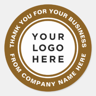 Sticker Rond Thank you brown borders white background