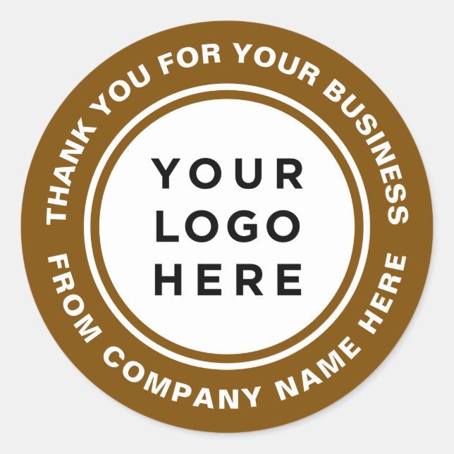 Sticker Rond Thank you brown borders white background (Devant)