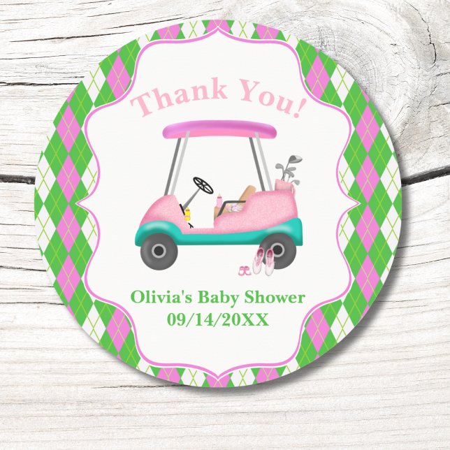 Sticker Rond Thank You Elegant Golf Cart Ready For Baby Shower  (Créateur téléchargé)