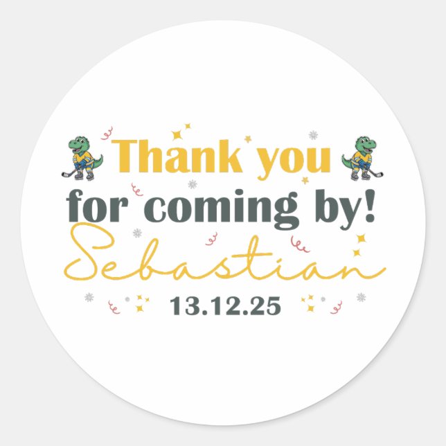 Sticker Rond Thank you for coming by Sebastian  (Devant)