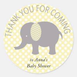 Sticker Rond Thank you for coming ELephant Baby Shower