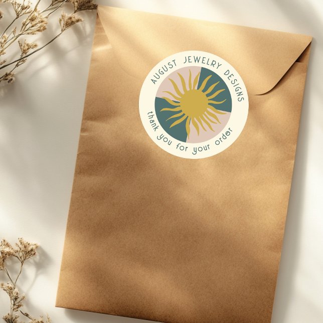 Sticker Rond THANK YOU FOR ORDERING Sun Modern Cute CUSTOM (THANK YOU FOR ORDERING Sun Modern Cute CUSTOM Classic Round Sticker
)