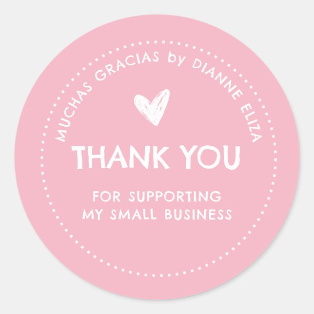 Sticker Rond Thank You For Supporting My Small Business (Devant)