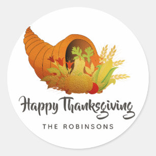 Sticker Rond Thankesgiving Gold Foil