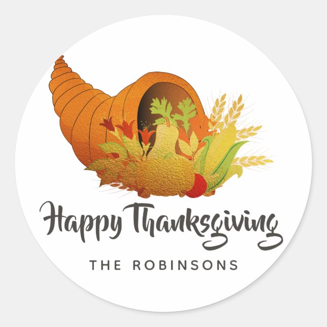 Sticker Rond Thankesgiving Gold Foil (Devant)
