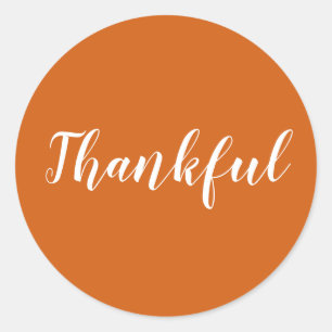 Sticker Rond Thankful citrouille épice script moderne de remerc