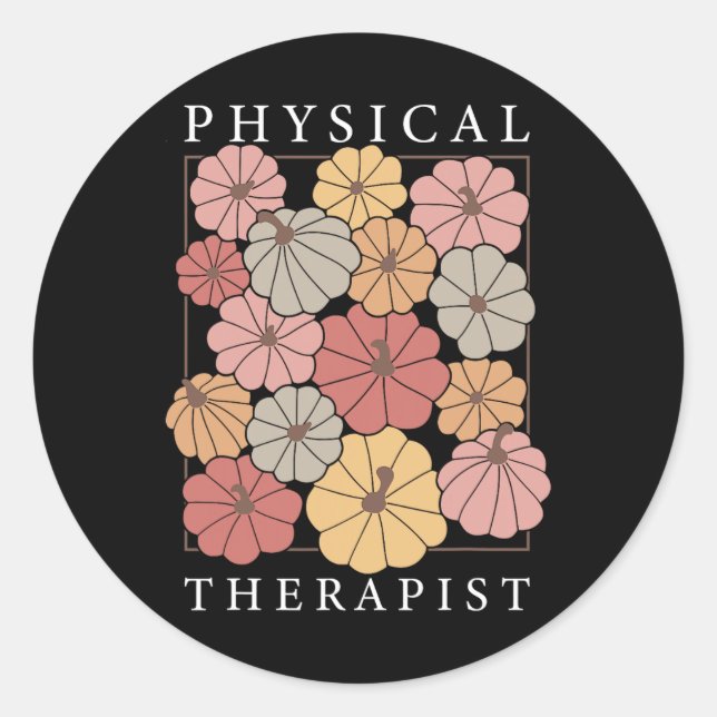 Sticker Rond Thanksg, Citrouille de thérapie physique Chute Pt  (Devant)