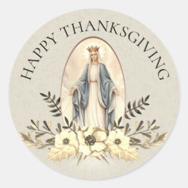 Sticker Rond Thanksgiving béni de Vierge Marie floral