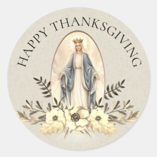 Sticker Rond Thanksgiving béni de Vierge Marie floral
