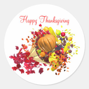 Sticker Rond Thanksgiving Cornucopia