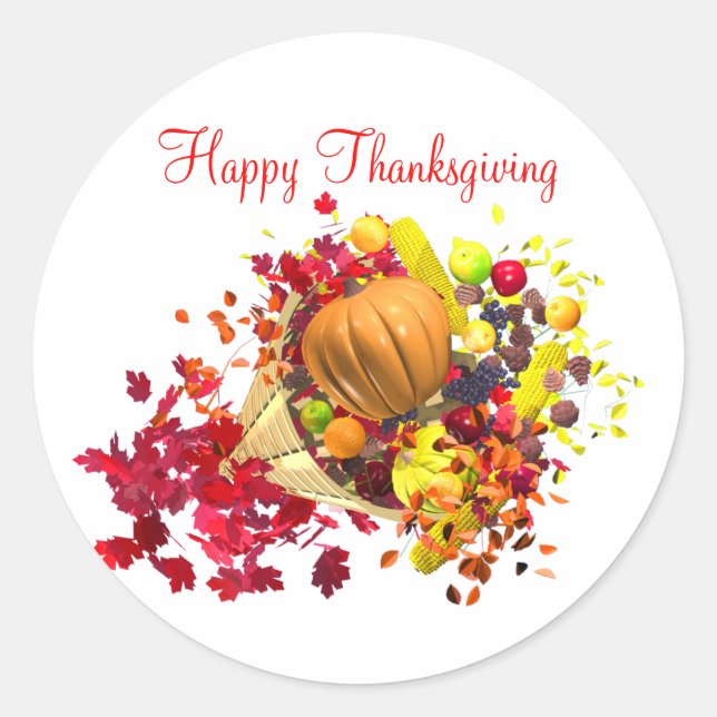 Sticker Rond Thanksgiving Cornucopia (Devant)