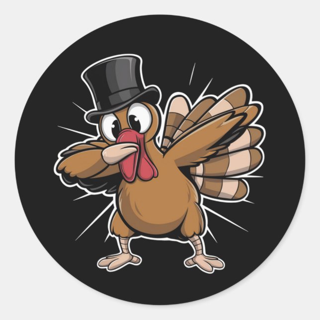 Sticker Rond Thanksgiving Dabbing Dabbing Turquie Fall (Devant)