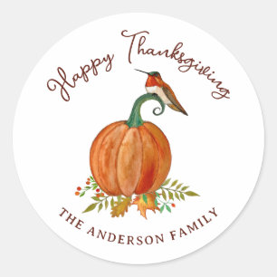 Sticker Rond Thanksgiving de colibri personnalisé